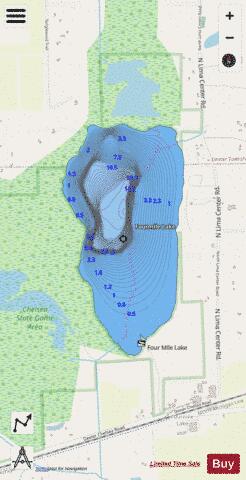 Fourmile Lake depth contour Map - i-Boating App - Streets