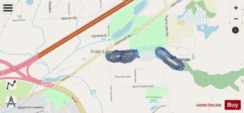 Frain Lake depth contour Map - i-Boating App - Streets