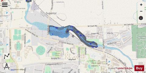 Huron River depth contour Map - i-Boating App - Streets