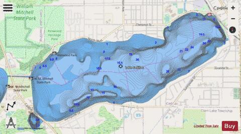 Cadillac, Lake depth contour Map - i-Boating App - Streets