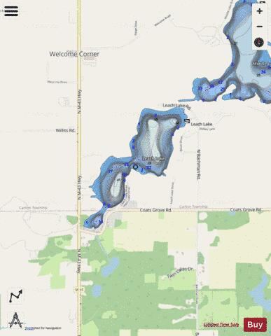 Leach Lake depth contour Map - i-Boating App - Streets