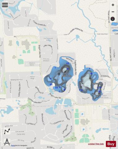Bogie Lake depth contour Map - i-Boating App - Streets