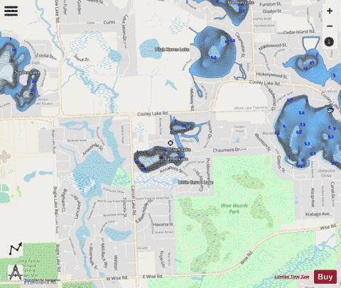 Carroll Lake depth contour Map - i-Boating App - Streets