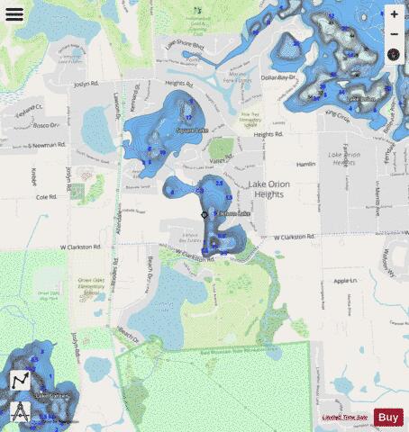 Elkhorn Lake depth contour Map - i-Boating App - Streets