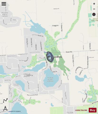 Honeywill Lake depth contour Map - i-Boating App - Streets