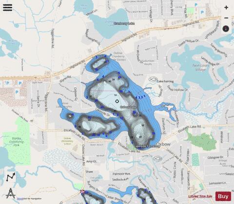 Oxbow Lake depth contour Map - i-Boating App - Streets