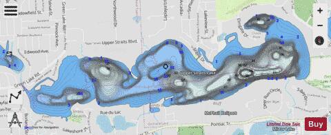 Upper Straits Lake depth contour Map - i-Boating App - Streets