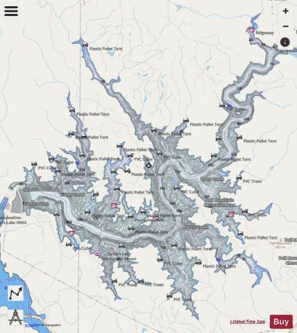 Carters Lake depth contour Map - i-Boating App - Streets