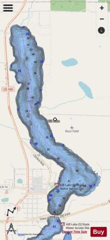 Hill (North Basin) depth contour Map - i-Boating App - Streets