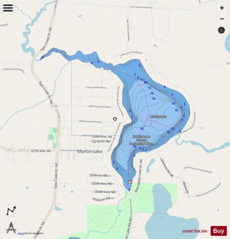 Martin depth contour Map - i-Boating App - Streets