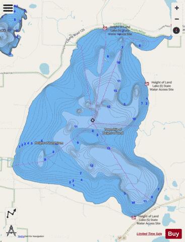 Height of Land depth contour Map - i-Boating App - Streets