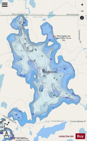 White Earth depth contour Map - i-Boating App - Streets