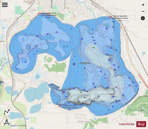 Detroit depth contour Map - i-Boating App - Streets