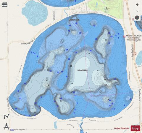 Melissa depth contour Map - i-Boating App - Streets