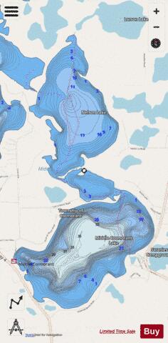 Middle Cormorant depth contour Map - i-Boating App - Streets