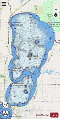 Bemidji (main lake) depth contour Map - i-Boating App - Streets