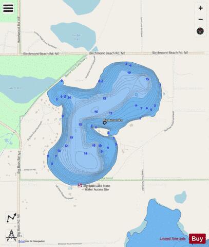 Big Bass (east basin) depth contour Map - i-Boating App - Streets