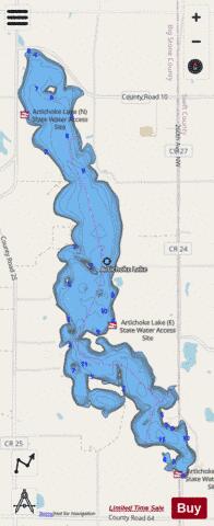 Artichoke depth contour Map - i-Boating App - Streets
