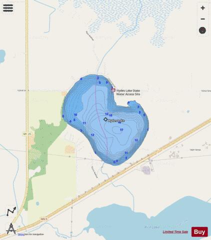 Hydes depth contour Map - i-Boating App - Streets