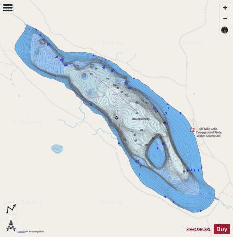 Six Mile depth contour Map - i-Boating App - Streets