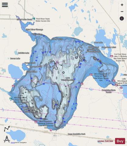Winnibigoshish depth contour Map - i-Boating App - Streets