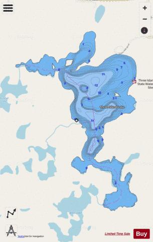 Three Island depth contour Map - i-Boating App - Streets