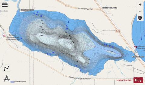 Leech (Kabekona Bay) depth contour Map - i-Boating App - Streets