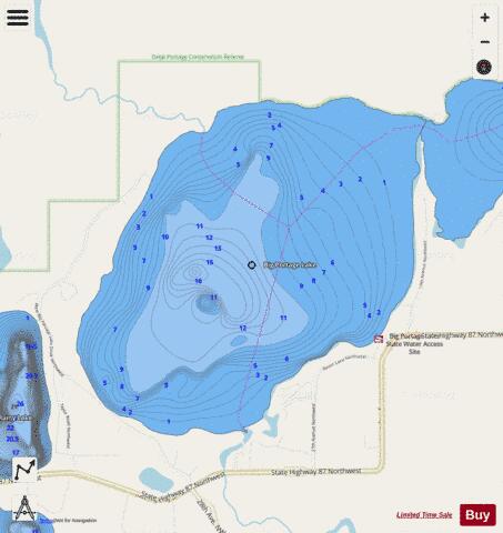Big Portage (West Bay) depth contour Map - i-Boating App - Streets