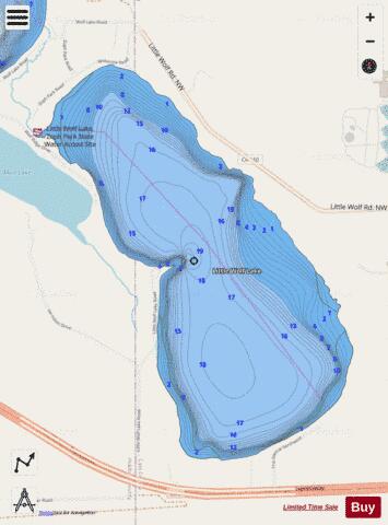 Little Wolf depth contour Map - i-Boating App - Streets