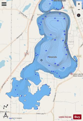 Green (Main Basin) depth contour Map - i-Boating App - Streets