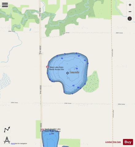 Bean depth contour Map - i-Boating App - Streets