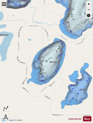 Blue depth contour Map - i-Boating App - Streets