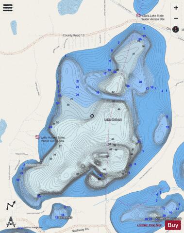 Hubert depth contour Map - i-Boating App - Streets