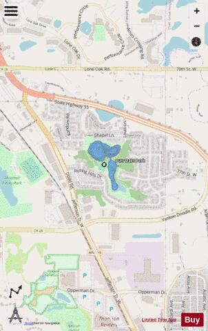 Bur Oaks Pond depth contour Map - i-Boating App - Streets
