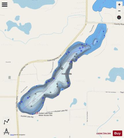 Pocket depth contour Map - i-Boating App - Streets