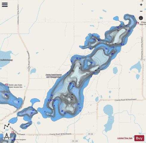 Chippewa depth contour Map - i-Boating App - Streets