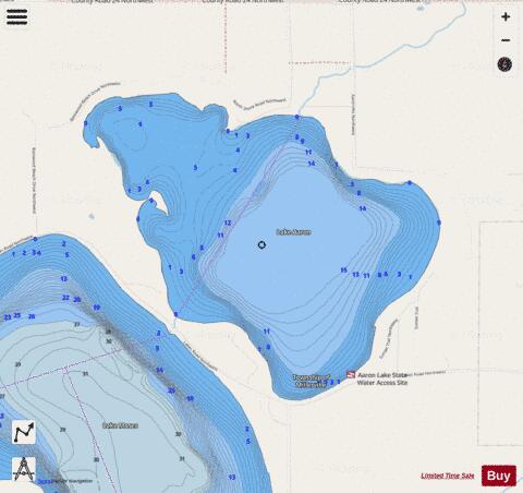 Aaron depth contour Map - i-Boating App - Streets
