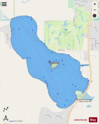 Pickeral depth contour Map - i-Boating App - Streets