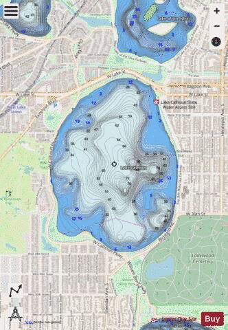 Bde Maka Ska depth contour Map - i-Boating App - Streets