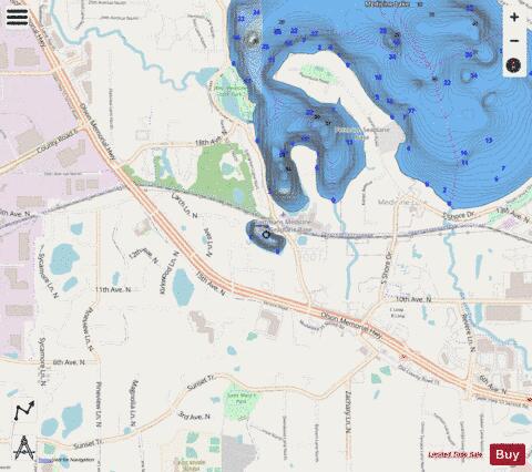 Hidden depth contour Map - i-Boating App - Streets