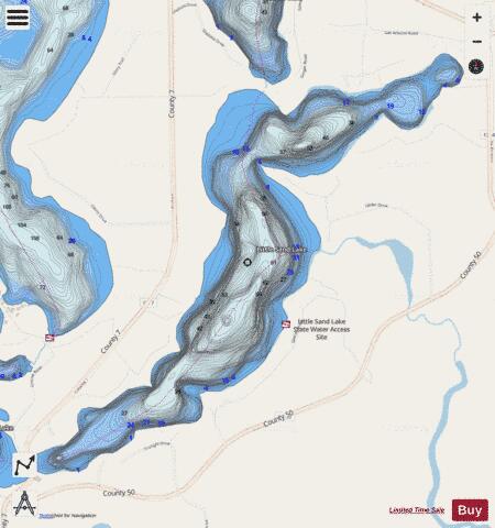 Little Sand depth contour Map - i-Boating App - Streets