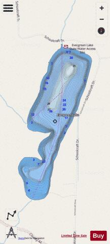 Evergreen depth contour Map - i-Boating App - Streets
