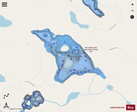 Five Island depth contour Map - i-Boating App - Streets