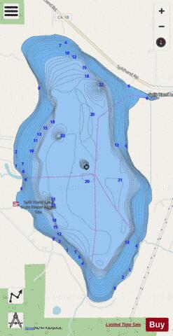 Split Hand depth contour Map - i-Boating App - Streets