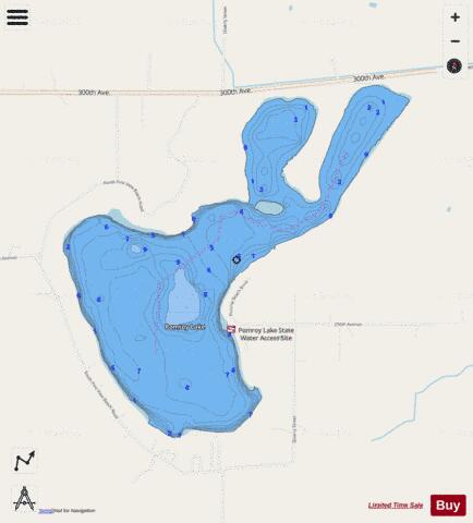 Pomroy depth contour Map - i-Boating App - Streets