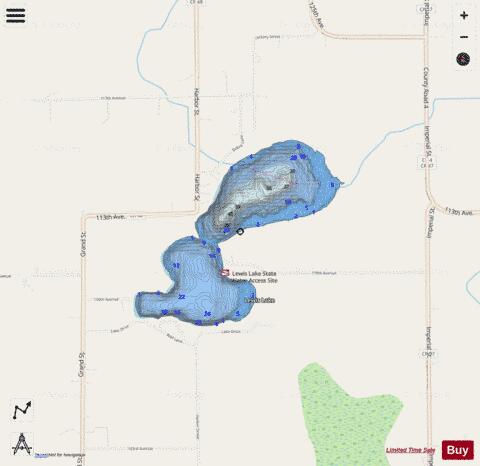 Lewis depth contour Map - i-Boating App - Streets