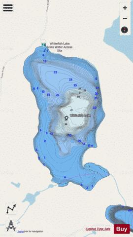 Whitefish depth contour Map - i-Boating App - Streets
