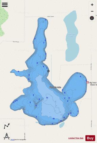 Big Twin depth contour Map - i-Boating App - Streets