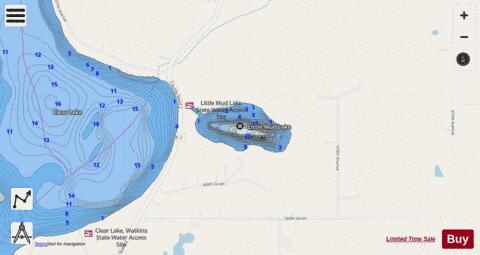 Little Mud depth contour Map - i-Boating App - Streets