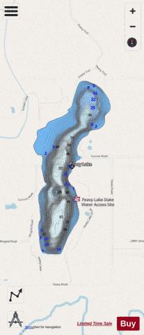 Peavy depth contour Map - i-Boating App - Streets